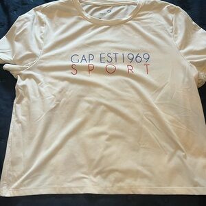 GAP Cream/White Dri Fit Shirt with EST 1969 Sport Print
